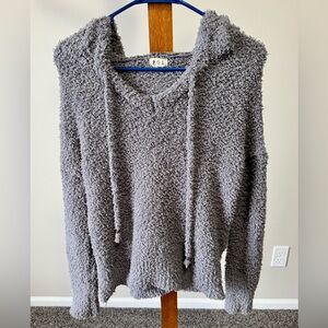 POL Women’s Gray Fuzzy Popcorn Chenille Hoodie Sweater Size Small SOFT!